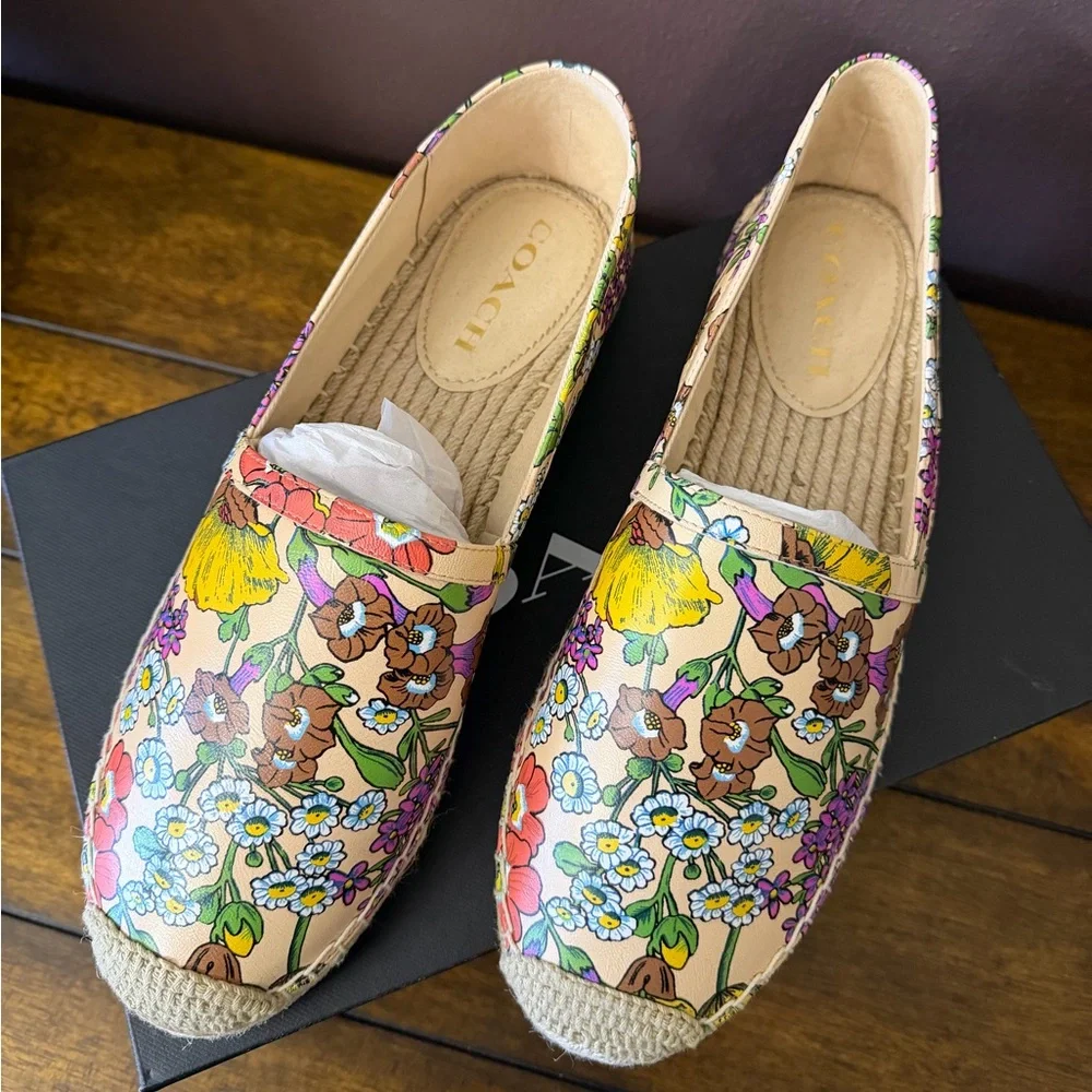 ✨NIB - Coach Women’s Collins Floral Printed Leather Espadrille Flats✨ - Picture 5 of 9